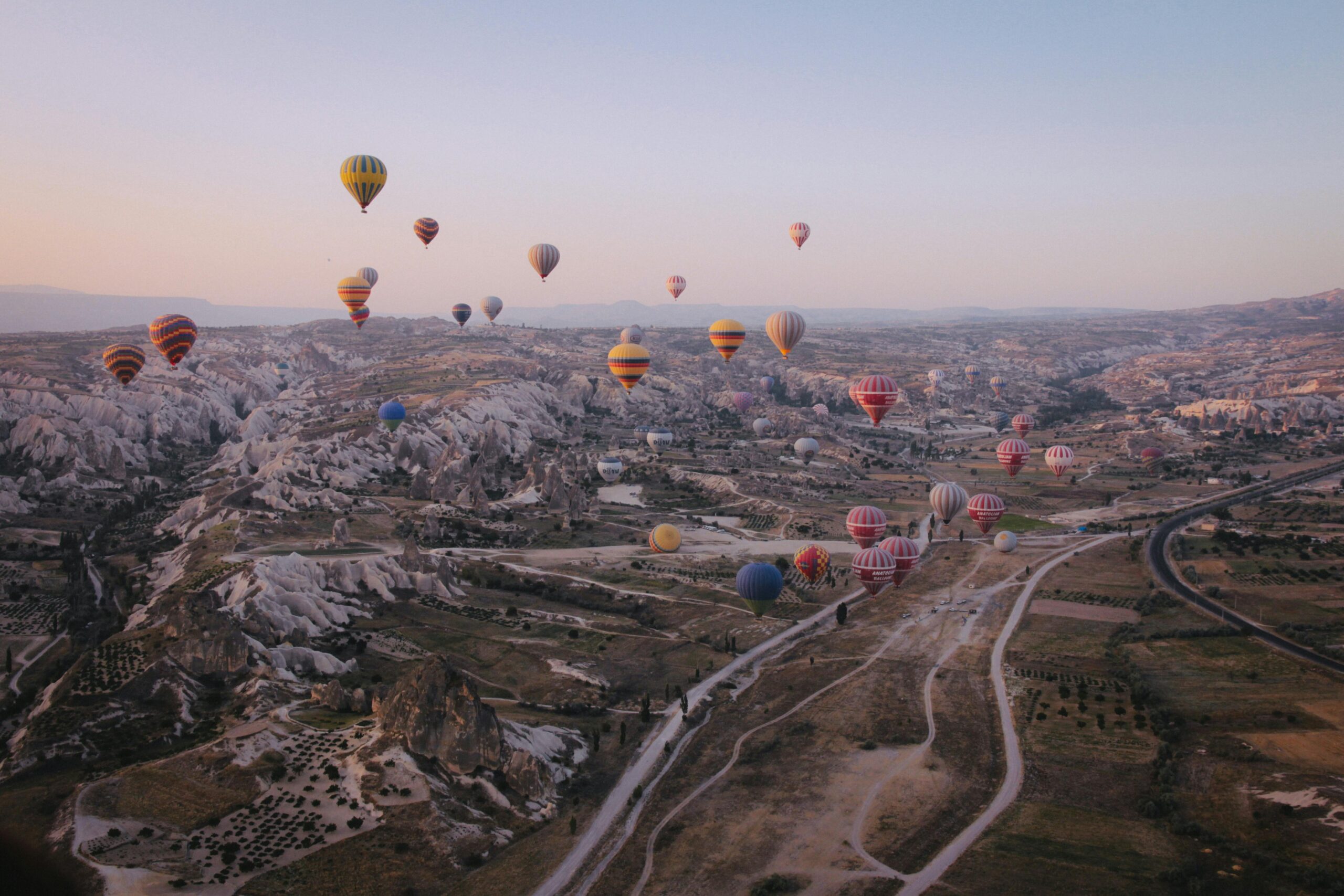 Hot air balloons floating