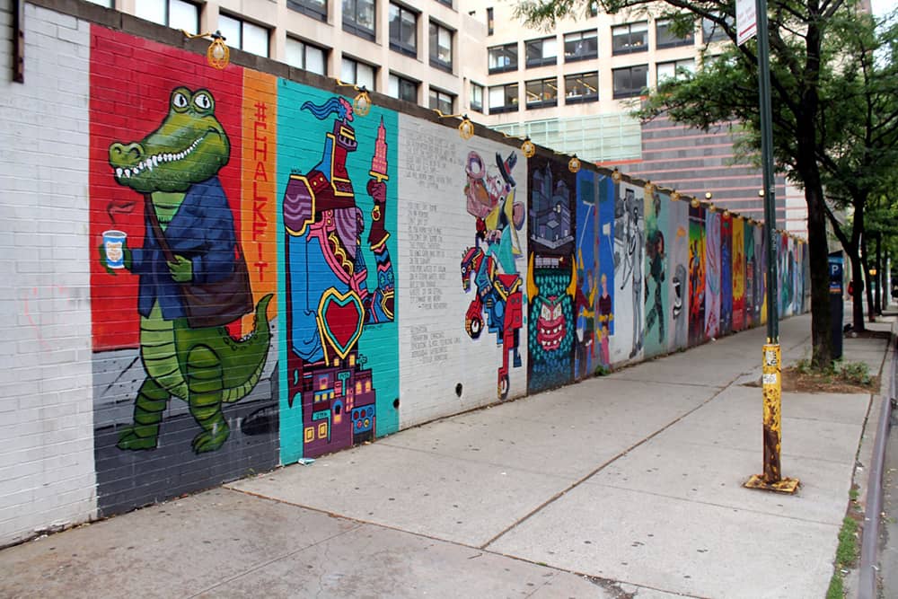 Colorful murals at NYC FIT Museum, a top free attraction for families in New York