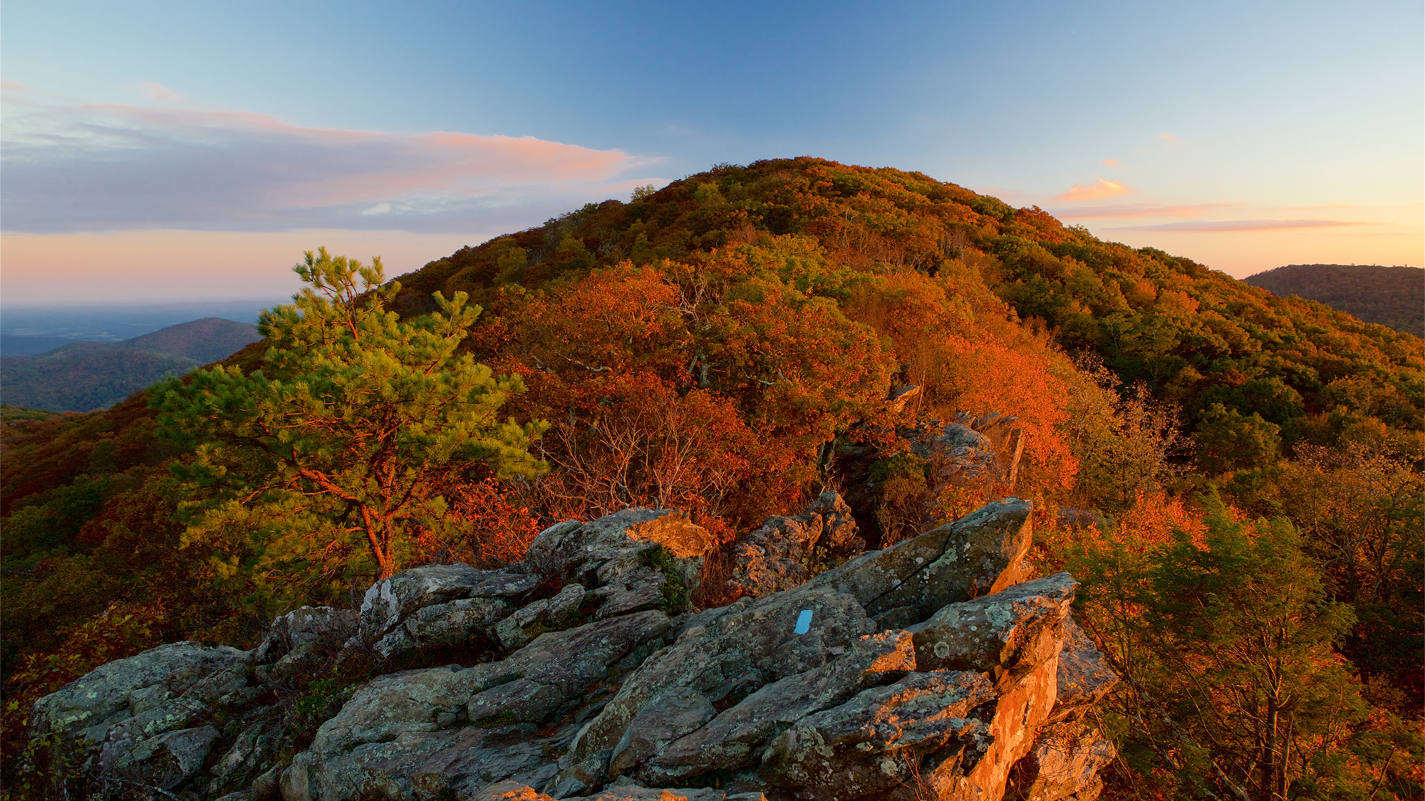 Mountain top view in Shenandoah National Park in the fall