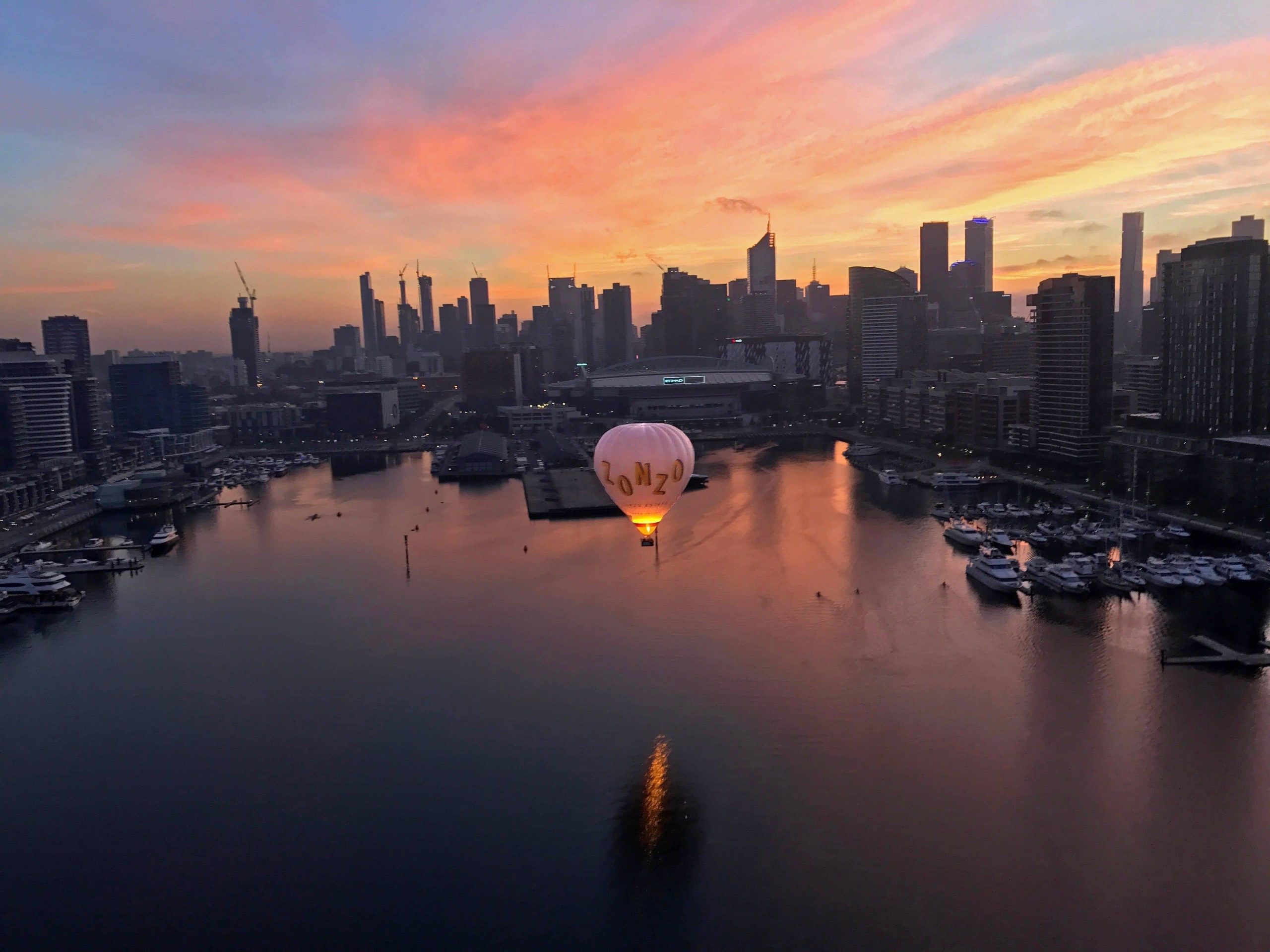 Hot Air Balloon above Melbourne