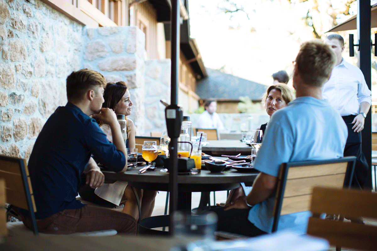 Patio dining at Two Birds/One Stone