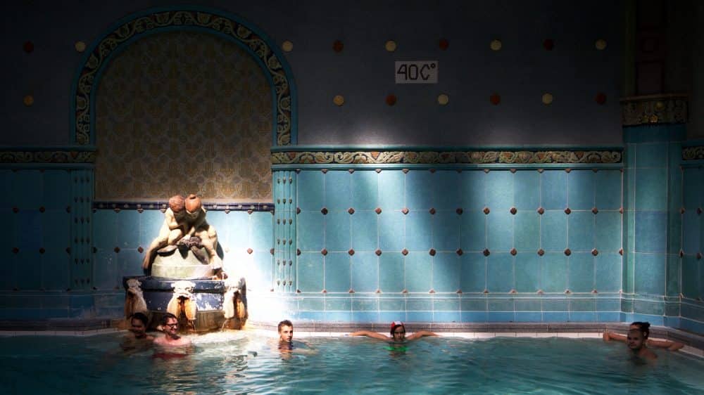 People in a bath in the Gellert Thermal Baths