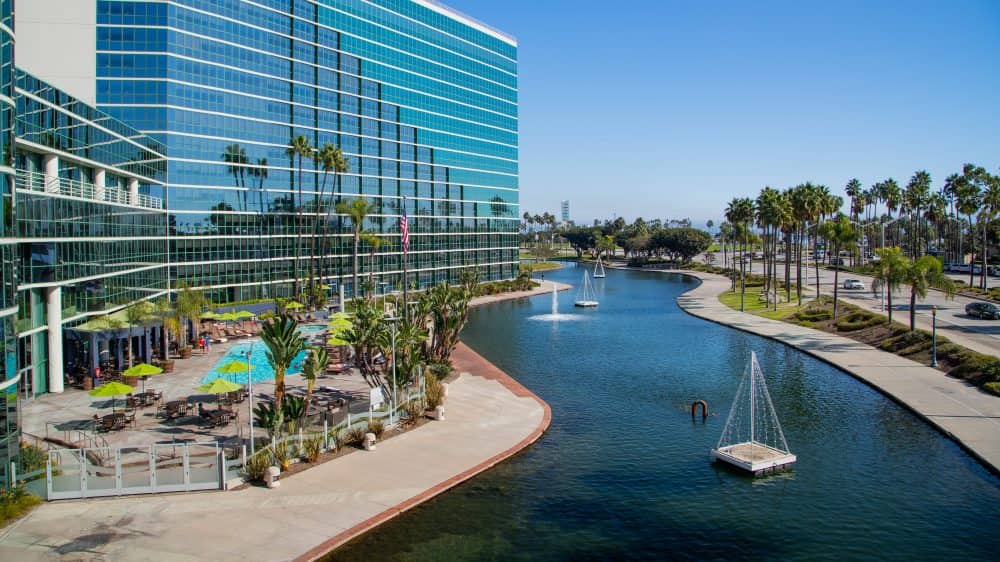 Buildings and boats on a canal in Long Beach