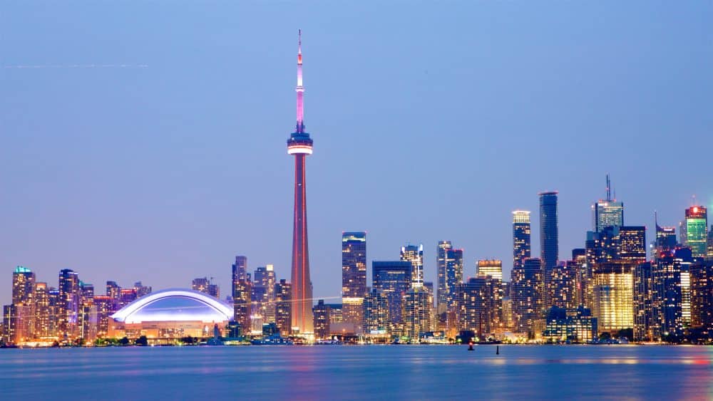 Toronto skyline in evening