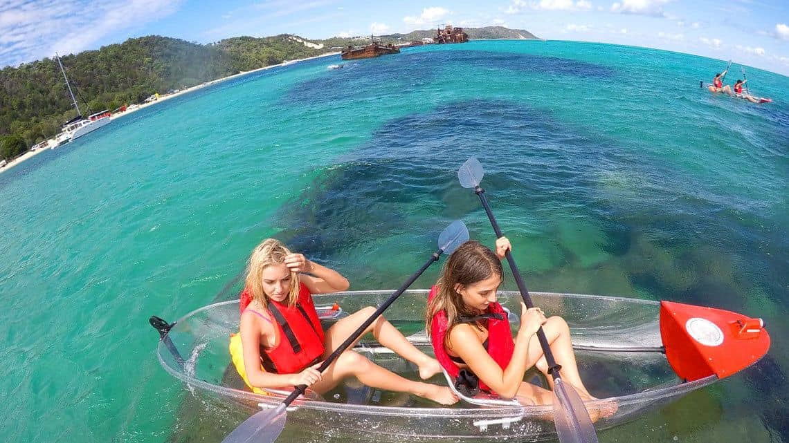 Sea kayaking at Moreton Island in Australia