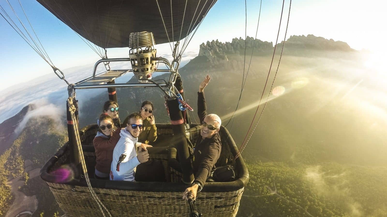 Hot Air Balloon above Montserrat in Spain