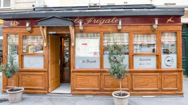 The front entrance of the famous La Fregate restaurant in Paris, France.