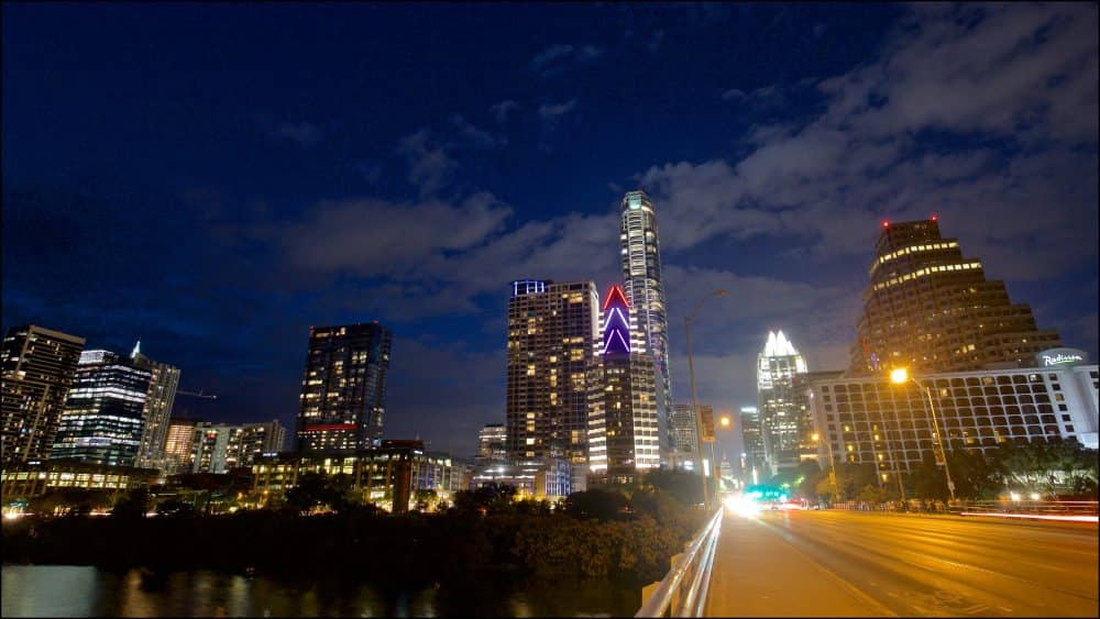 Ann W. Richards Congress Avenue in Downtown Austin at night