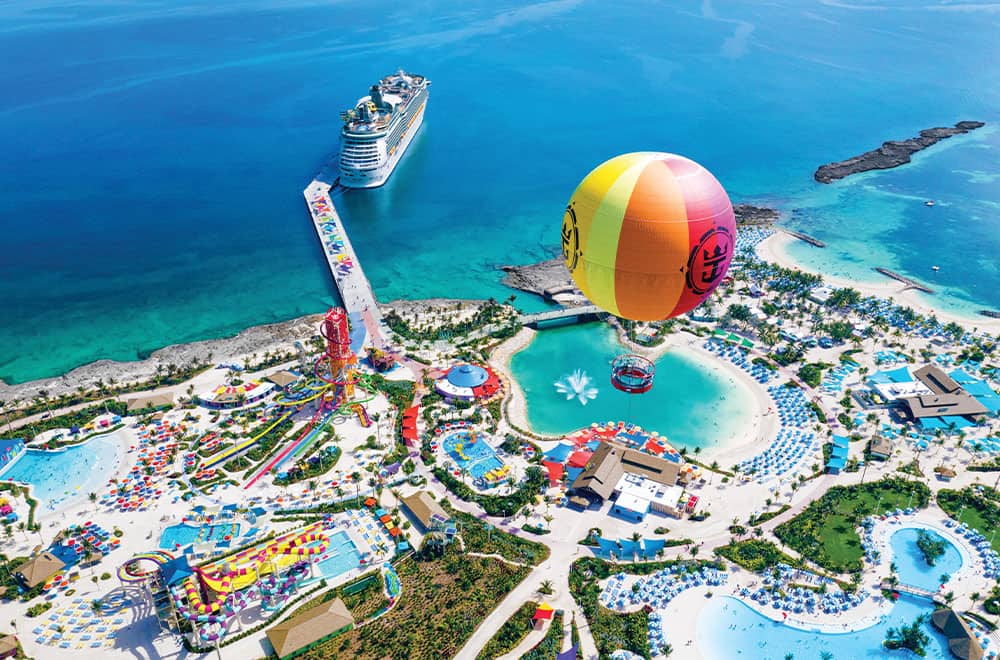 Aerial view of Perfect Day at CocoCay Island The newly transformed island Perfect day at CocoCay
