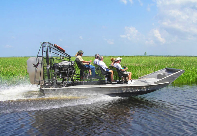 Airboat ride through New Orleans swamp