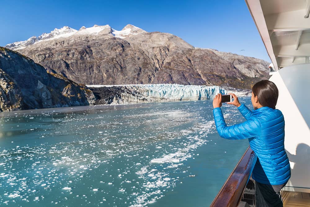 Cruise passenger enjoying Glacier Bay