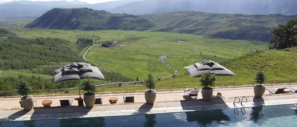 Swimming pool at Amangani overlooking the Tetons