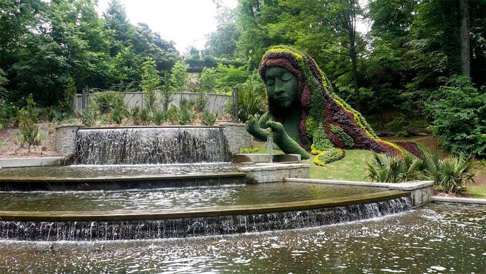 The Earth Goddess sculpture and fountain in the Atlanta Botanical Garden