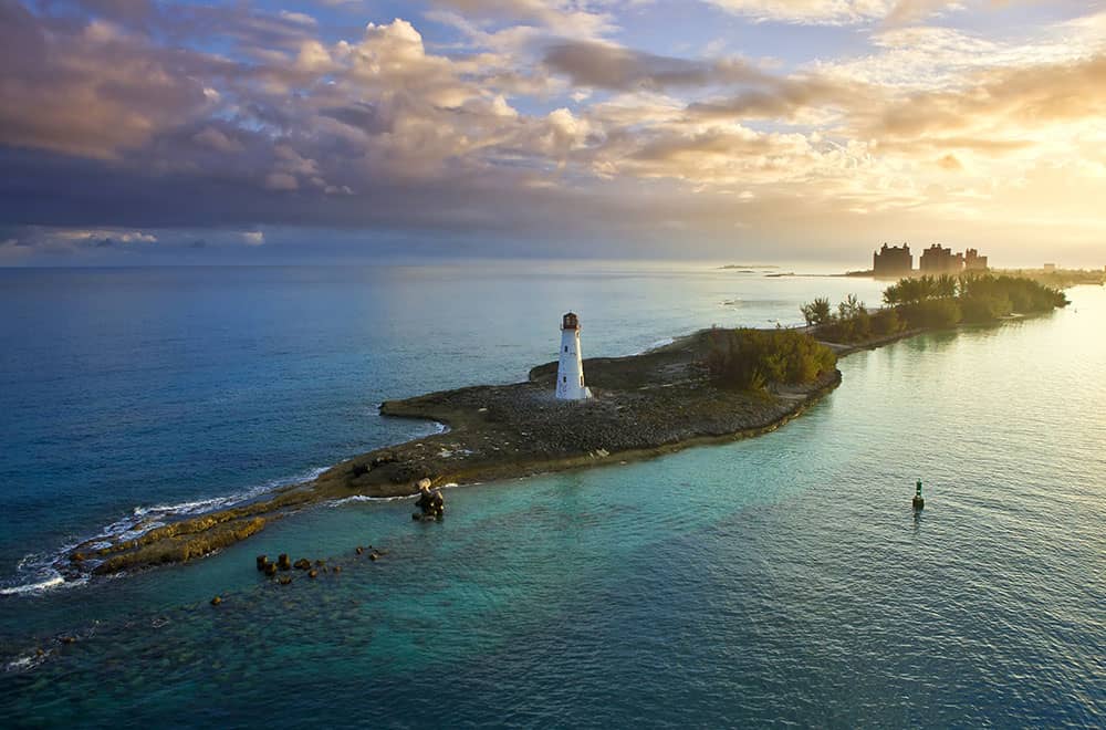 Paradise Island at dawn Lighthouse on Paradise Island, Nassau