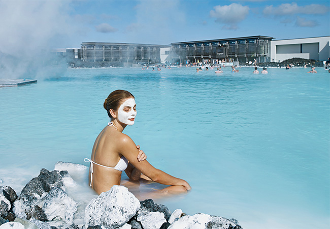 Woman relaxing in the Blue Lagoon in Iceland