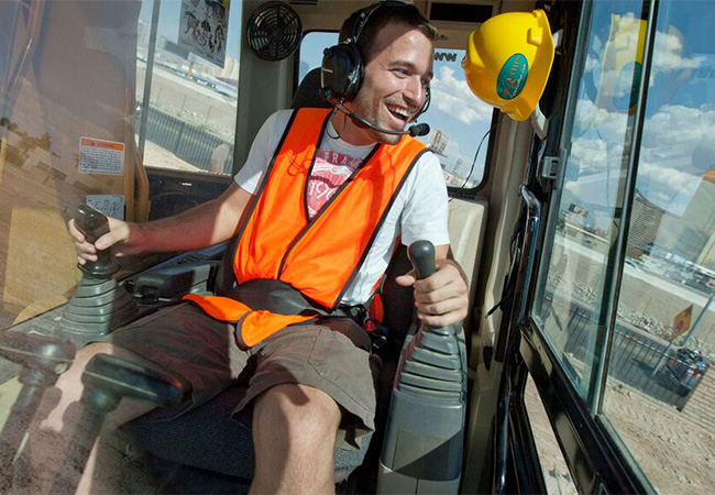 man learning how to operate a bulldozer in Las Vegas