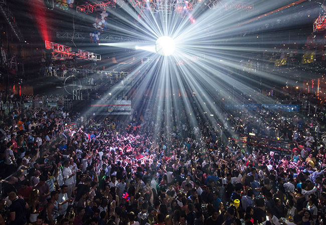 View of crowded dance club in Cancun