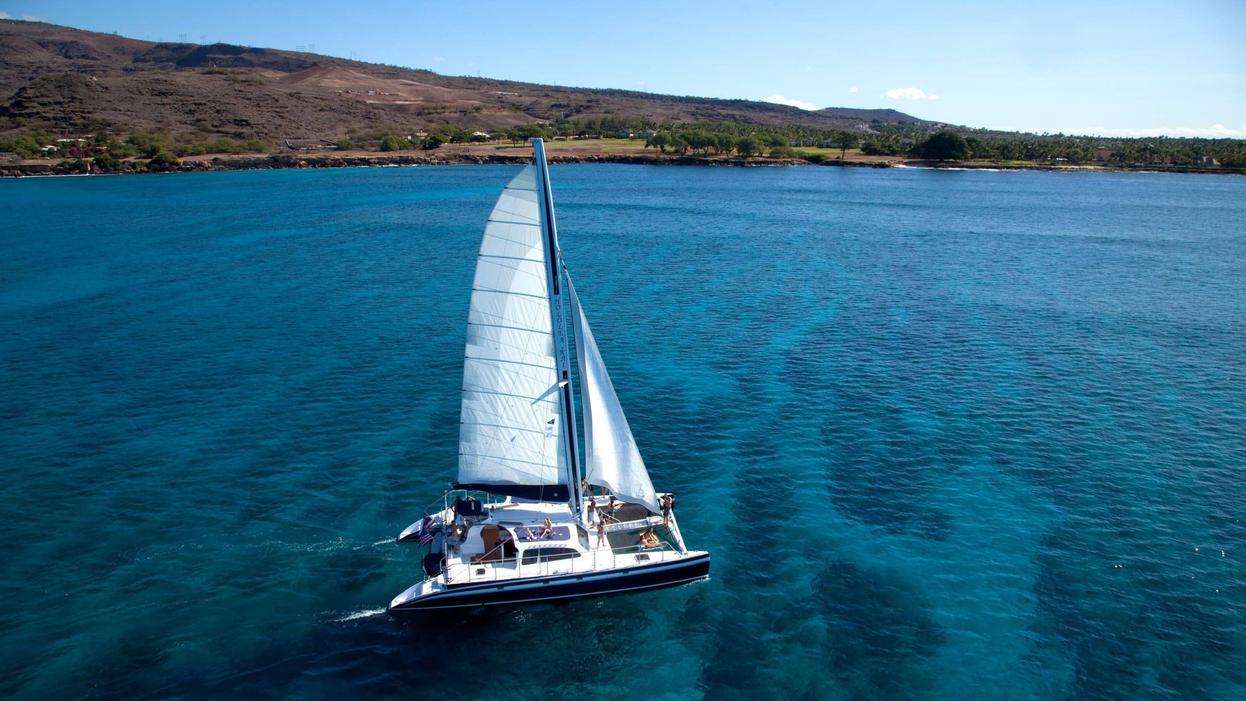 Catamaran sailing in Oahu