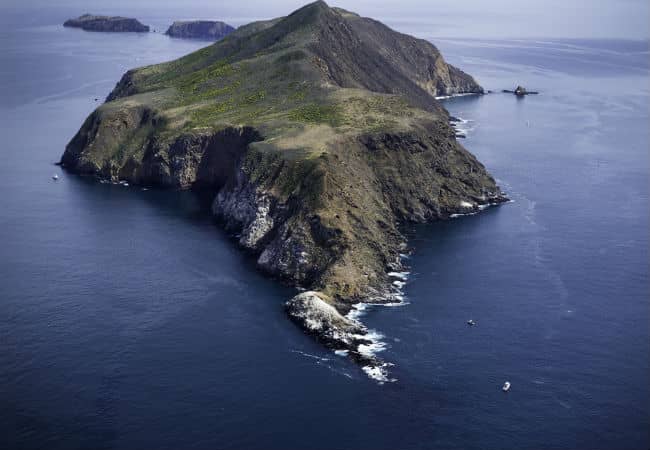 Channel Islands in Ventura County jagged cliffs and moss-green hillsides