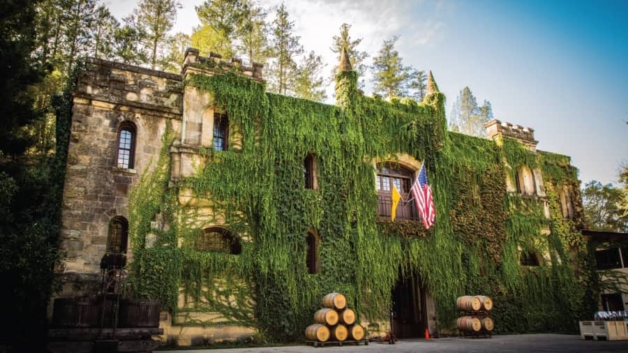 The building at The Chateau Montelena, the famous Californian Winery near San Francisco. 