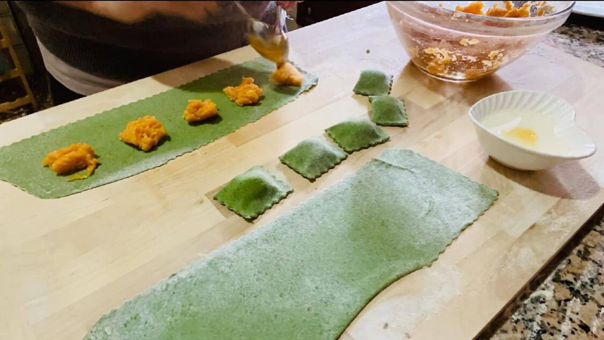 Colorful ravioli virtual cooking class in Italy