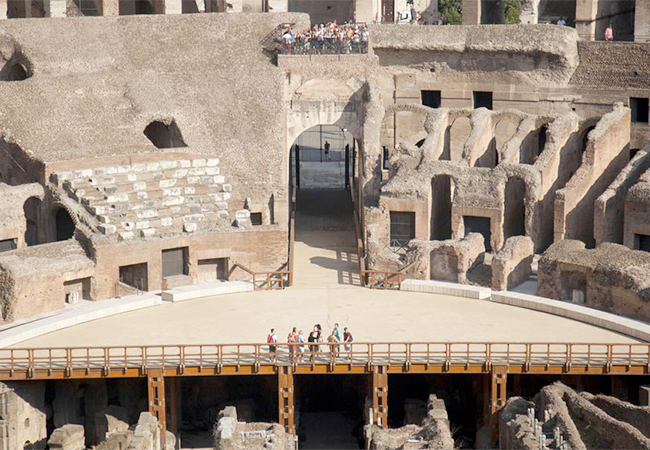 Arena floor view at the Colosseum in Rome