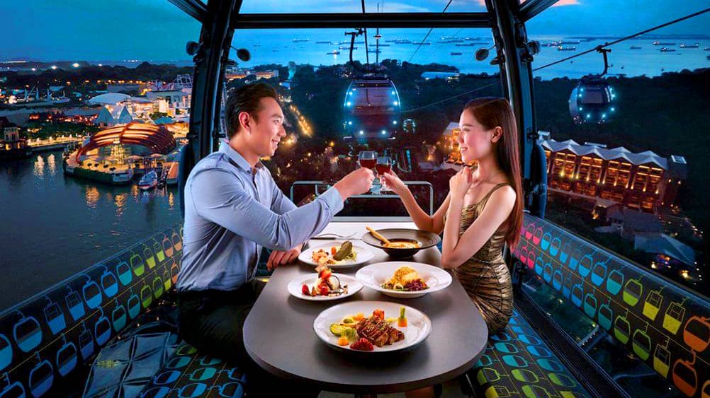 Couple Dining in a Cable Car