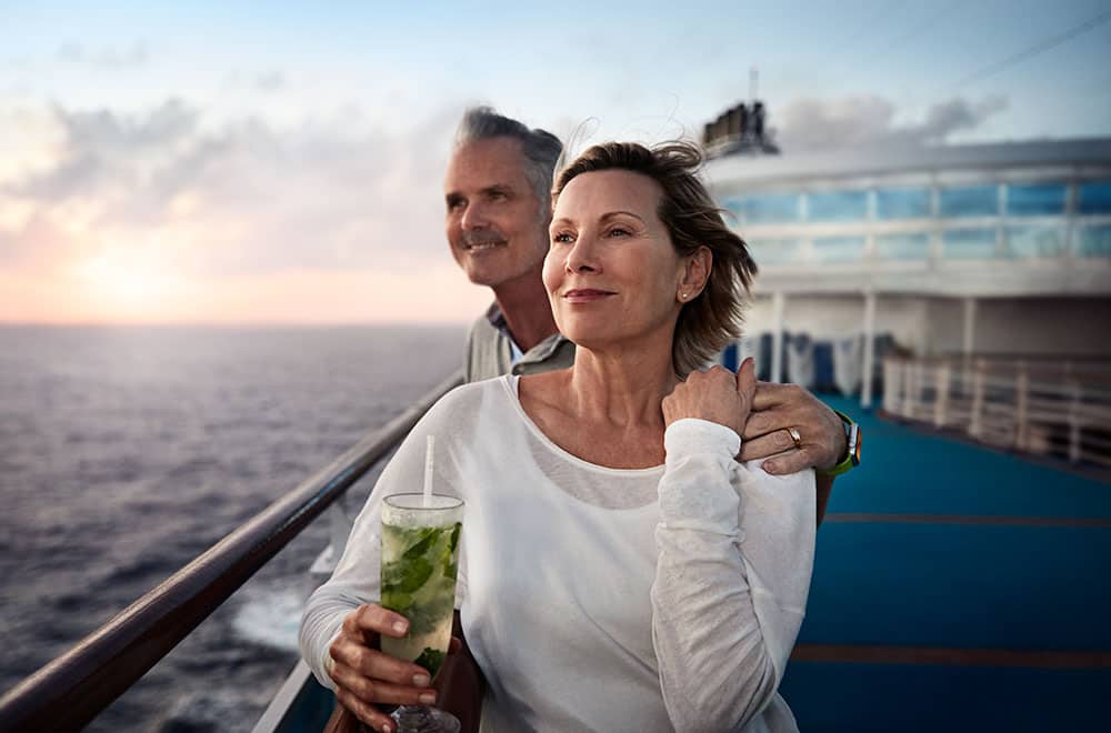 Couple in an anniversary cruise A casual dress code at Princess Cruises