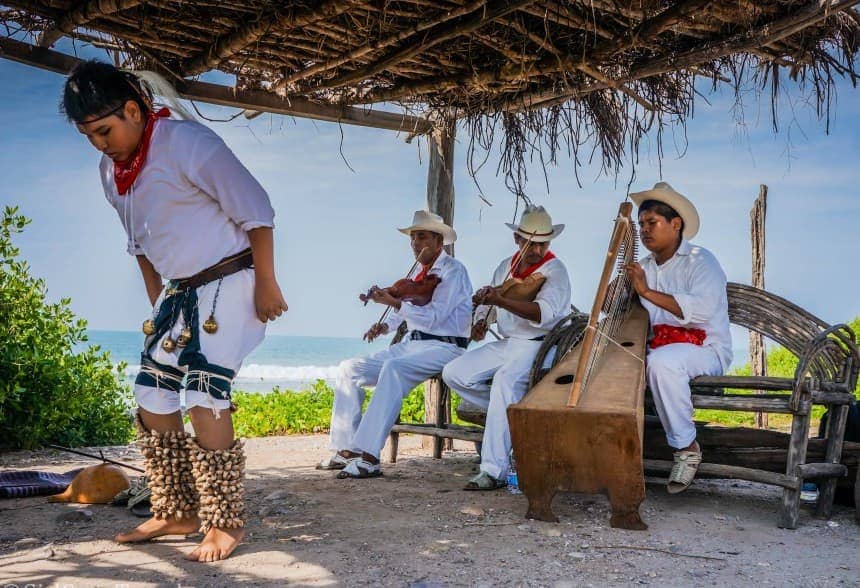 Performing a Pascola dance in worship of the sun god.