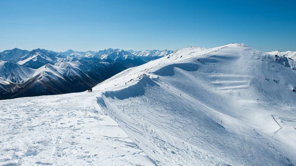 Snow-covered mountain ski field