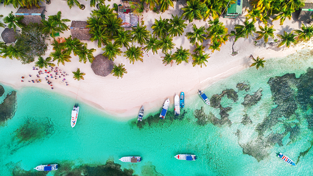 Beach and boats in Dominican Republic