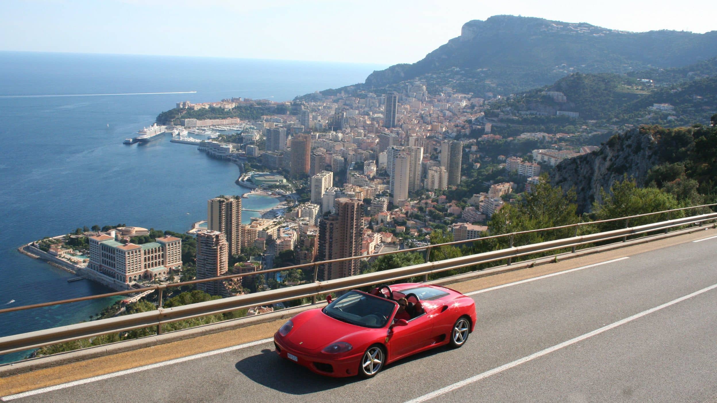 Driving a red Ferrari in France
