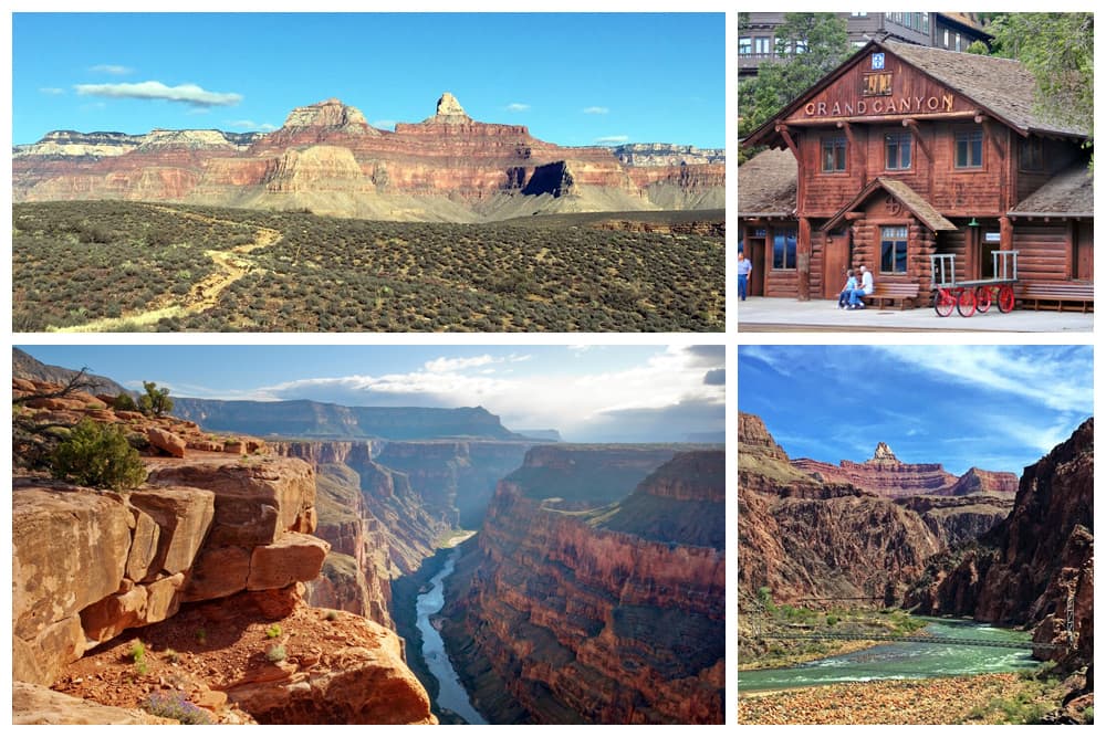 Amazing landscapes overlooking the valleys and river in the Grand Canyon.