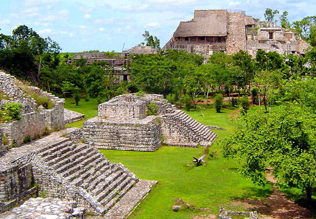 View of Ruins in the jungle of Cancun