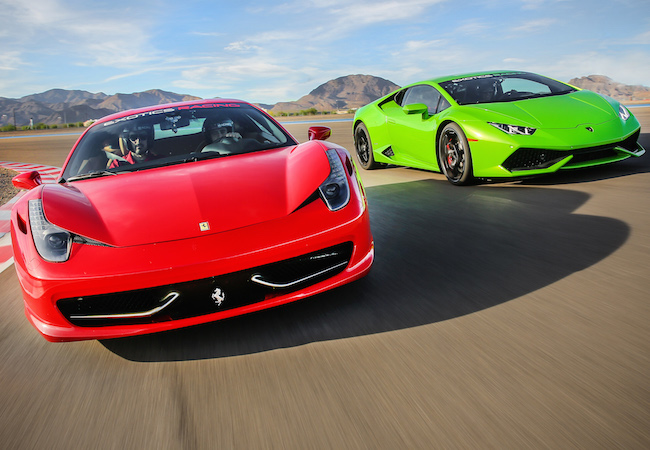 Two sports cars on track in Las Vegas