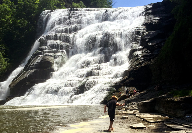 High flowing Ithaca Falls in New York