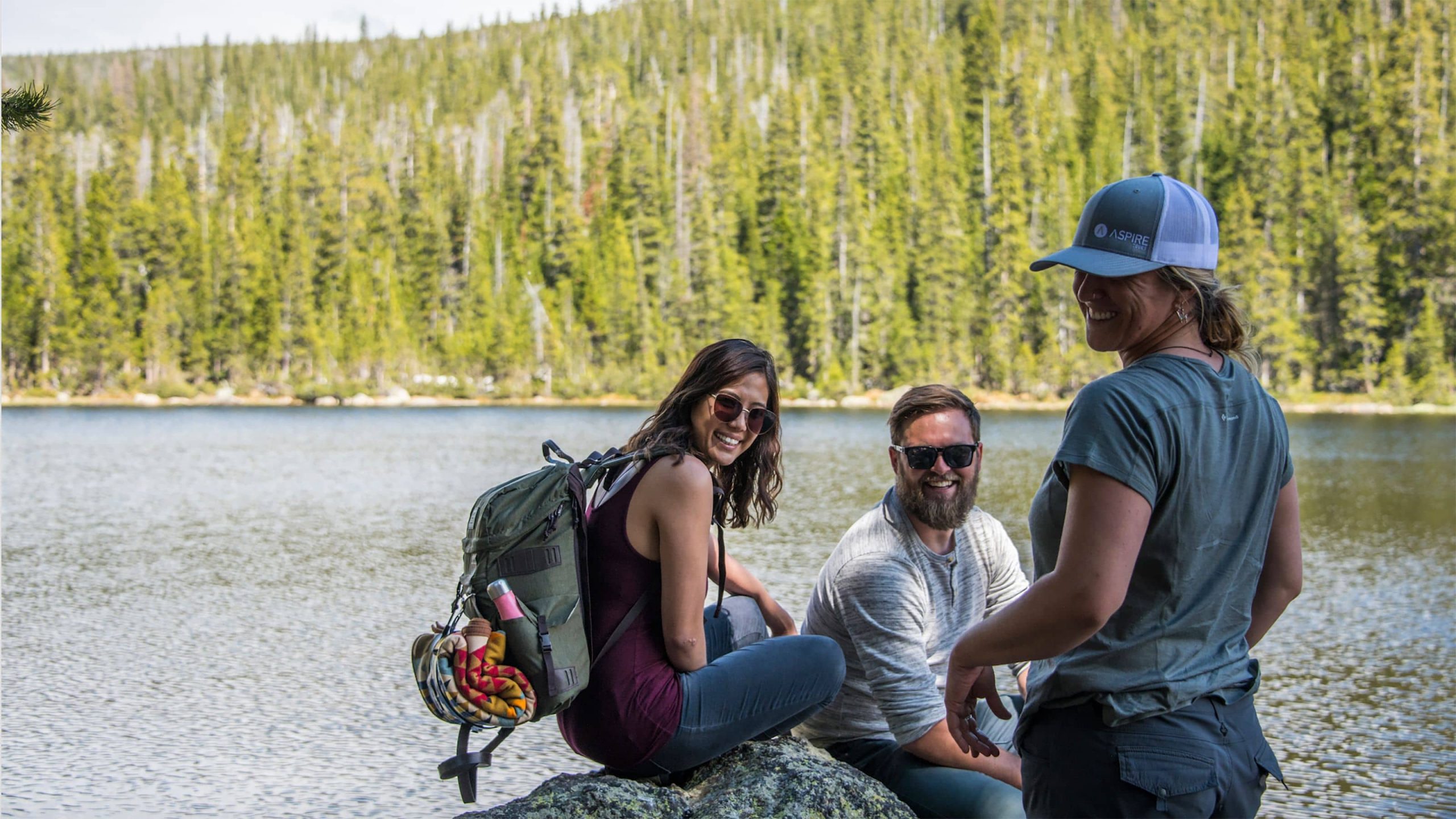 Friends hiking on a trip to Boulder