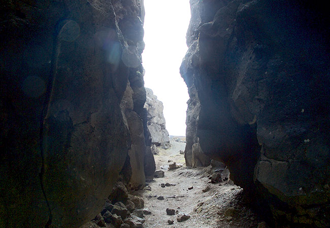 Interior of narrow canyon in Thingvellir National Park in Reykjavik