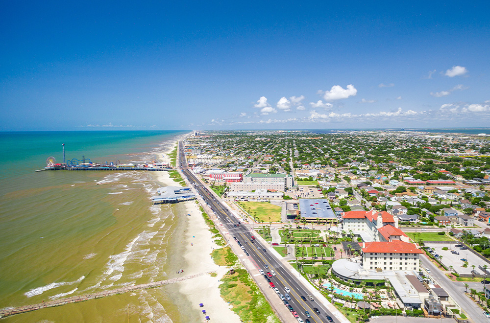 aerial-view-galveston-island port-galveston-open-for-cruises
