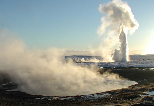 View of Geyser and hot spring in Reykjavik