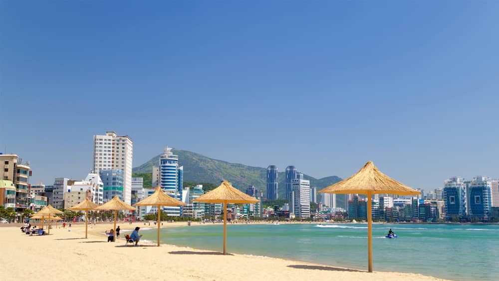 Soft sand at the beautiful Gwangalli Beach in South Korea