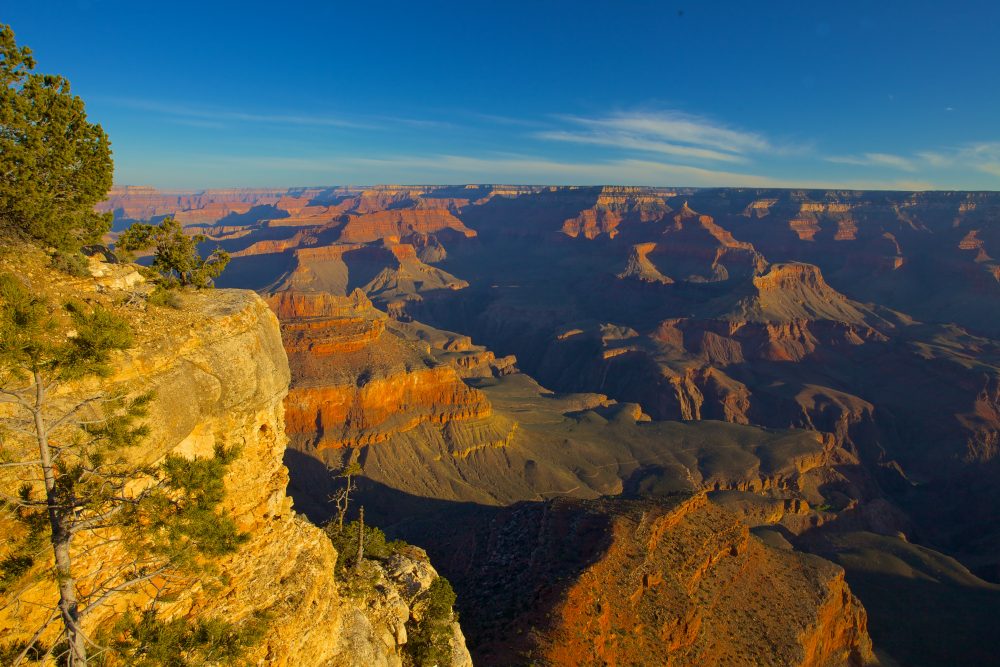 View overlooking the grand canyon from a rocky cliff