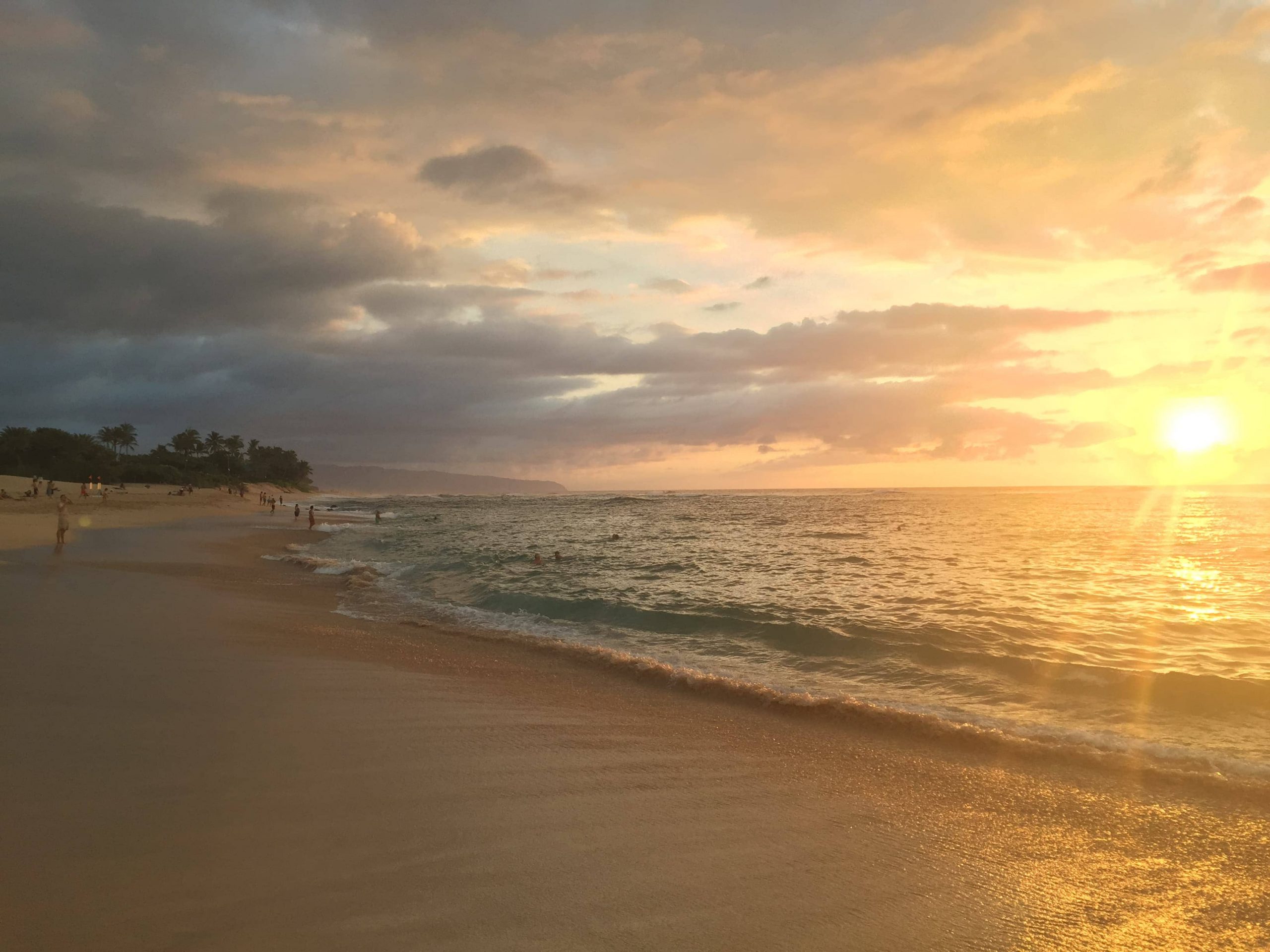 Watching the skies change color at Sunset Beach