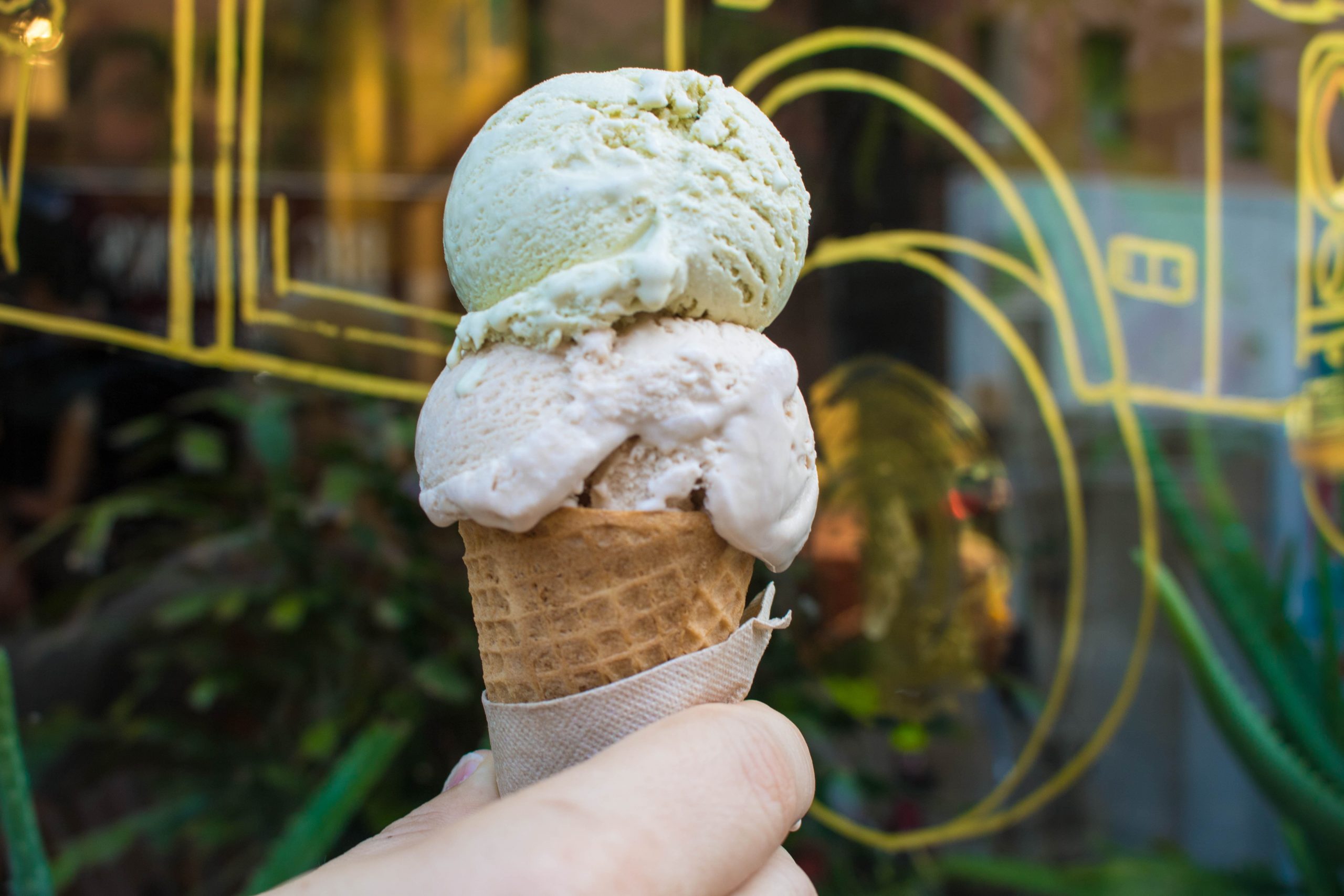 Artisanal ice cream in fancy or traditional flavors.