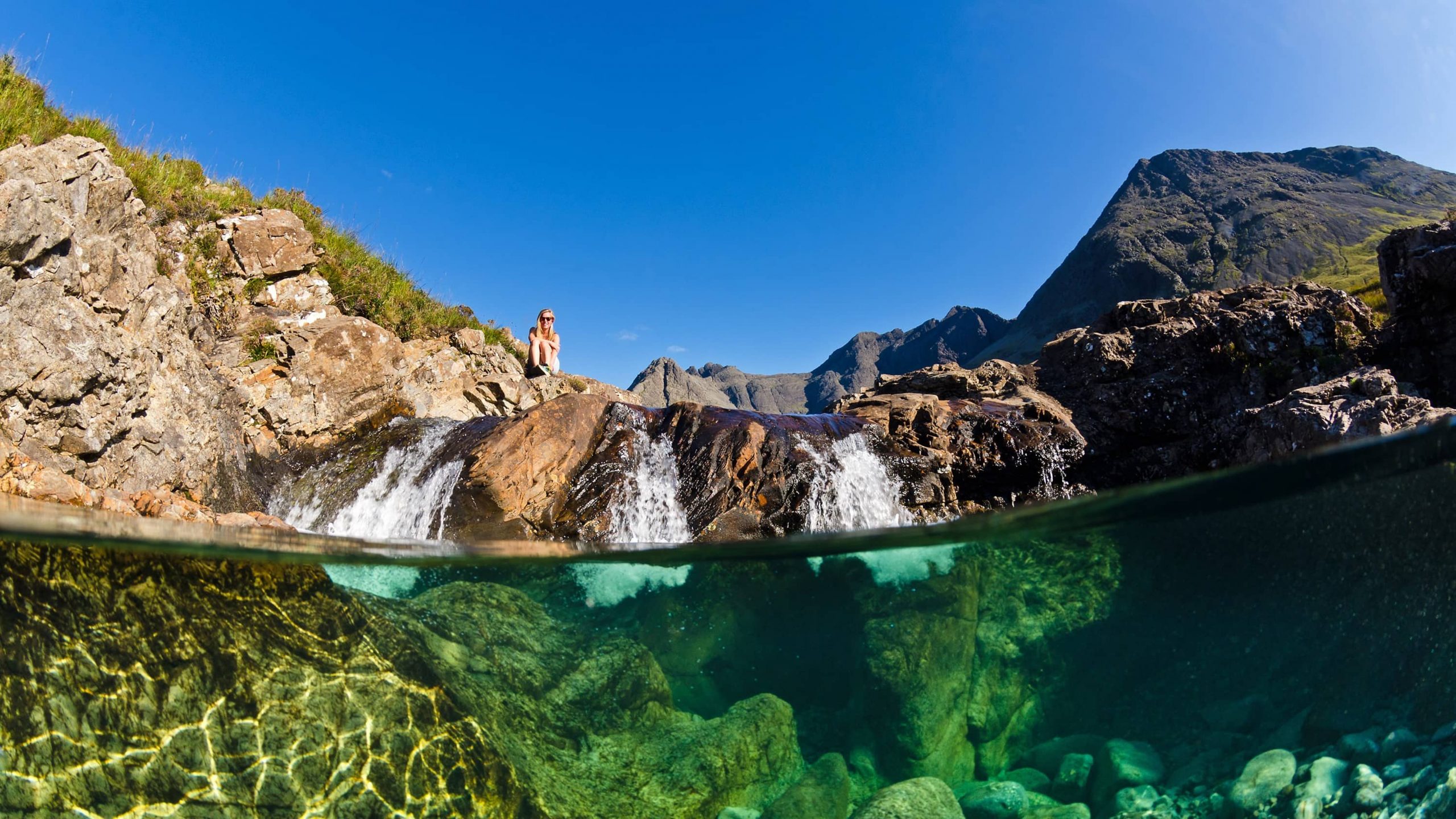 Swimming in the Fairy Pools on the Isle of Skye in Scotland