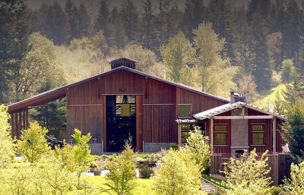 The building of the tasting room at Lemelson Vineyards near Portland, Oregon.