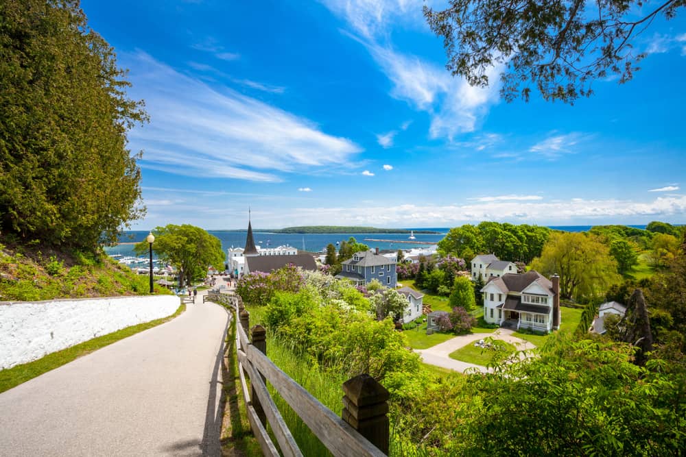 road leading to quaint town overlooking the sea