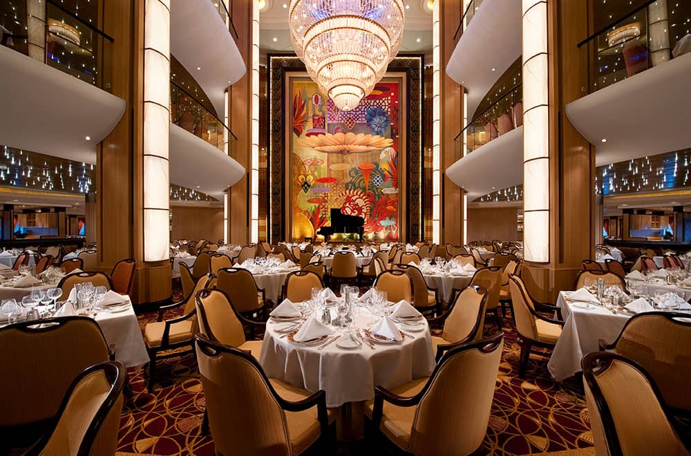 Multi-level main dining room at Allure of the Seas Main dining experience at Allure of the Seas