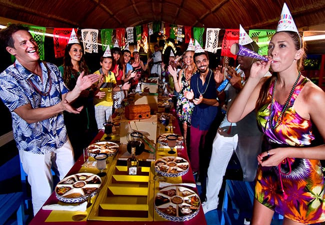 Group having party on dinner cruise in Cancun