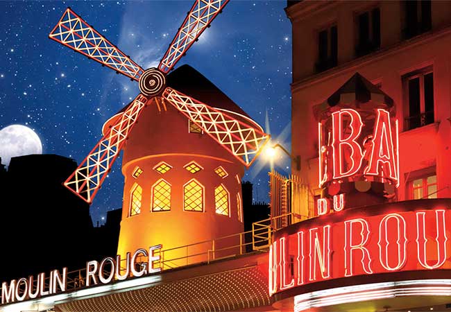 Outside the Moulin Rouge in Paris